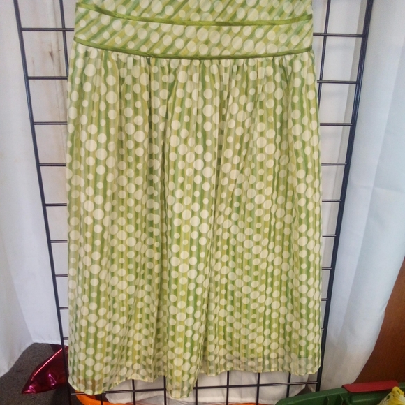 Vintage Robbie Bee Midi Dress Womens sz 12 Green Stripes polka dots Sleeveless - Picture 7 of 7
